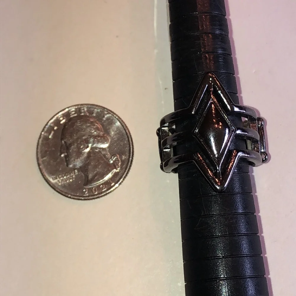 Dark Metal Gunmetal Geometric Shield Boho Ring